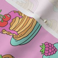 Pancakes & Fruit Food on Magenta Pink