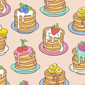 Pancakes & Fruit Food on Peach