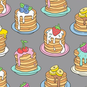 Pancakes & Fruit Food on Grey