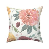 ivory paprika orange floral on white background