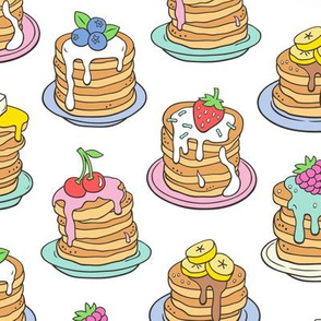 Pancakes & Fruit Food on White