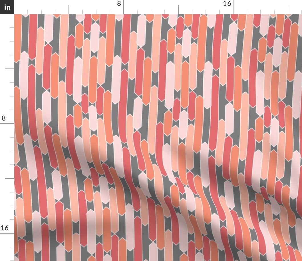 Modern tabs in coral, peach and pink on gray