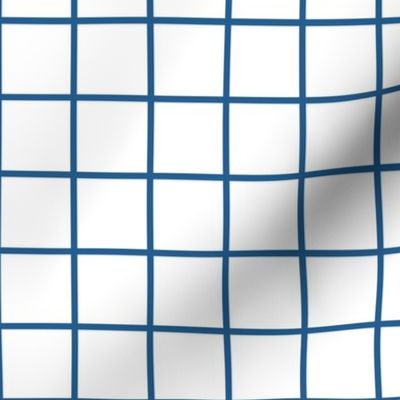 farmhouse grid in blue on white