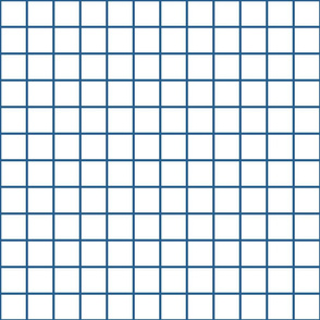 farmhouse grid in blue on white