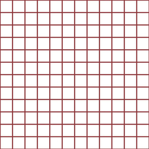 farmhouse grid in brick red on white