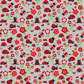 Happy Ladybugs Gray Smaller