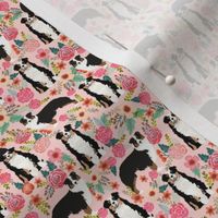 TINY - australian shepherd floral fabric aussie dog tricolored aussie fabric - pink