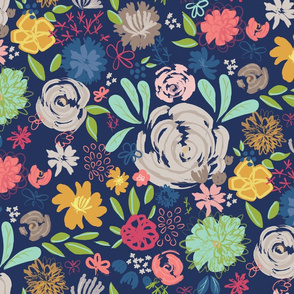 Floral Garden Navy