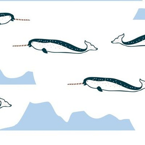 narwhals and icebergs