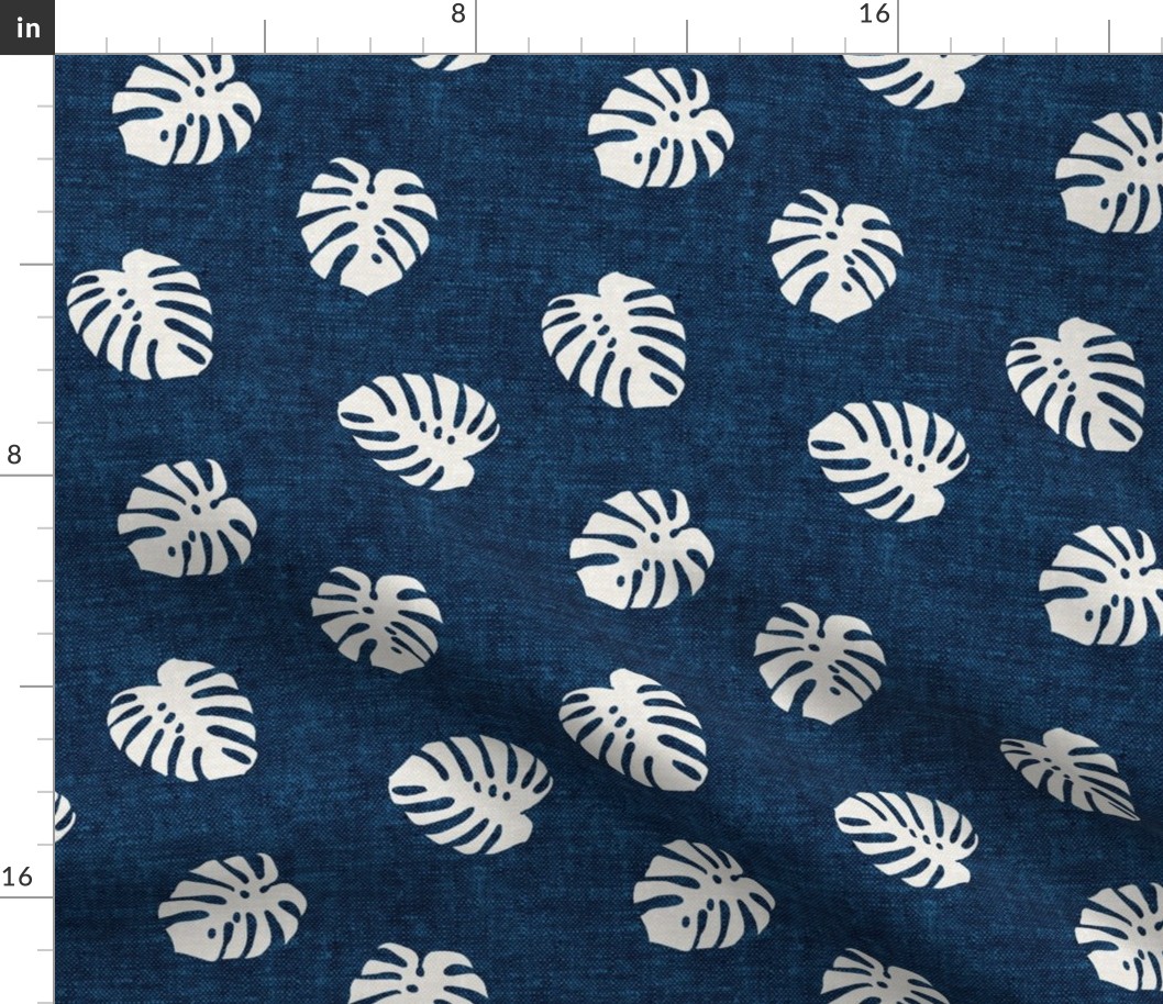 Monstera leaf - navy - LAD19