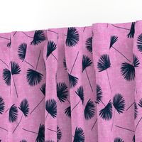 fan palm - blue on dark pink - palm leaves - LAD19