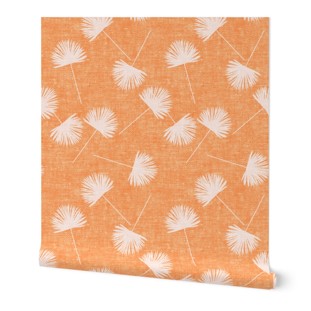 fan palm - light pink on light orange - palm leaves - LAD19