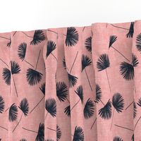 fan palm - blue on pink - palm leaves - LAD19