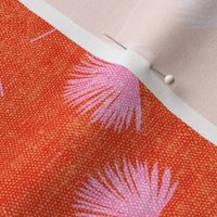fan palm - pink on orange - palm leaves - LAD19