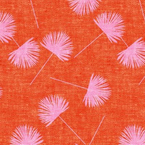 fan palm - pink on orange - palm leaves - LAD19