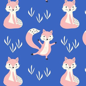 pink fox - blue background