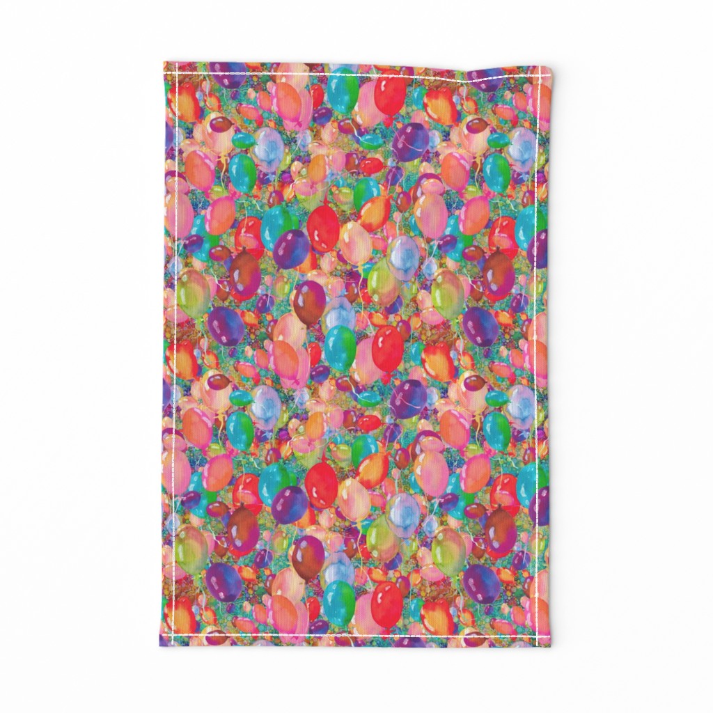 small scattered summer multicolor yummy balloons teal PSMGE