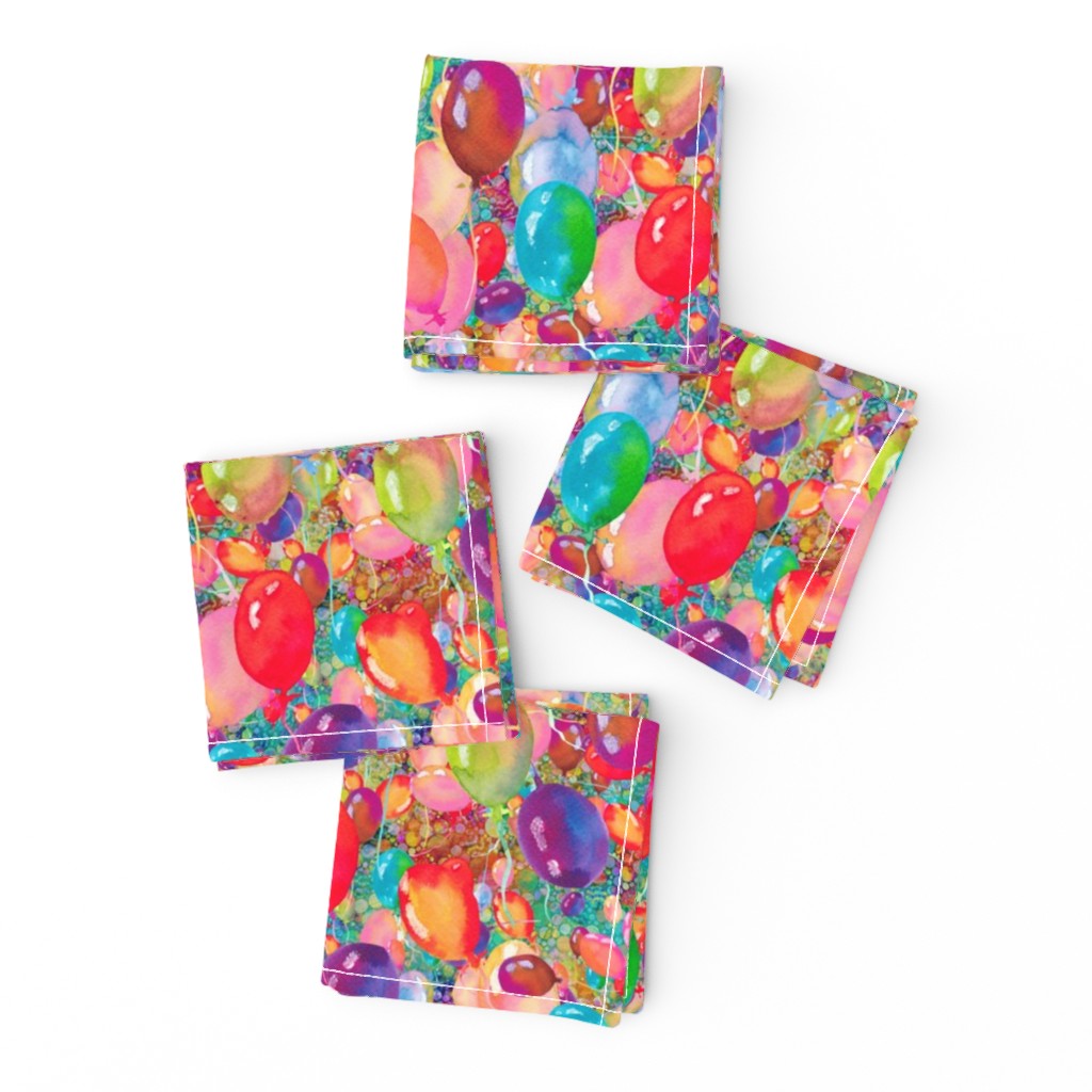 small scattered summer multicolor yummy balloons teal PSMGE