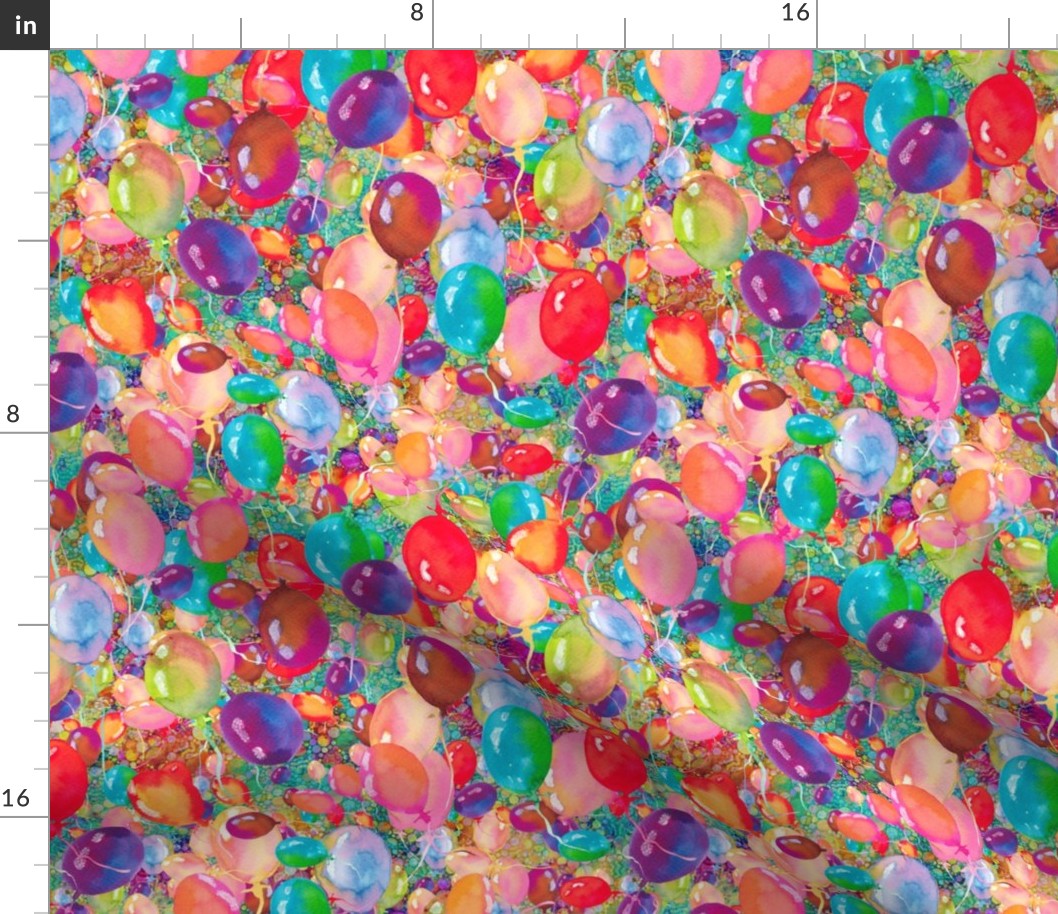 small scattered summer multicolor yummy balloons teal PSMGE