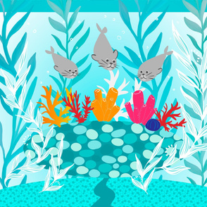Coral Garden with seals - Playmat