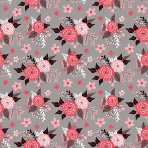 Romantic Floral Pink and Gray