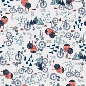 Whimsical Bike Around - Blue Gray