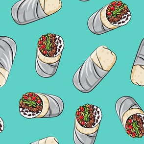 burrito toss on teal - tex-mex food  LAD19