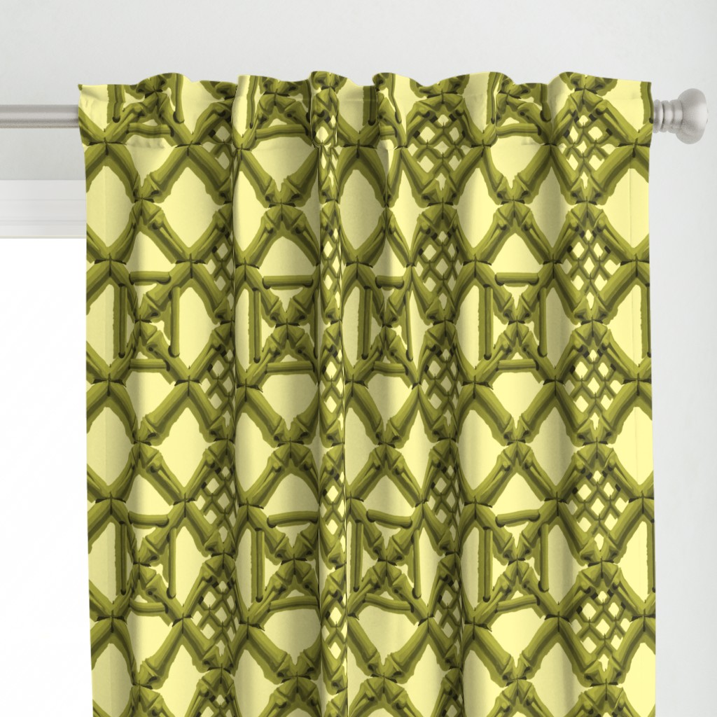 Royal Pavilion Trellis ~ Bamboo Green on Jonquille 