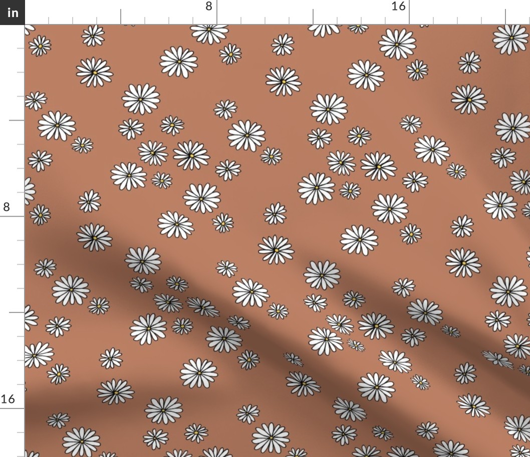 Little daisy garden boho spring daisies in trend colors rust yellow white