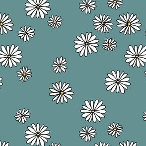 Little daisy garden boho spring daisies in trend colors yellow white stone gray blue