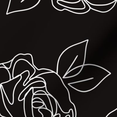 Minimalist roses black and white 18”