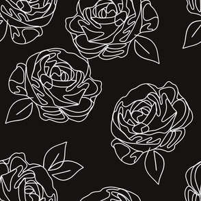 Minimalist roses black and white 18”