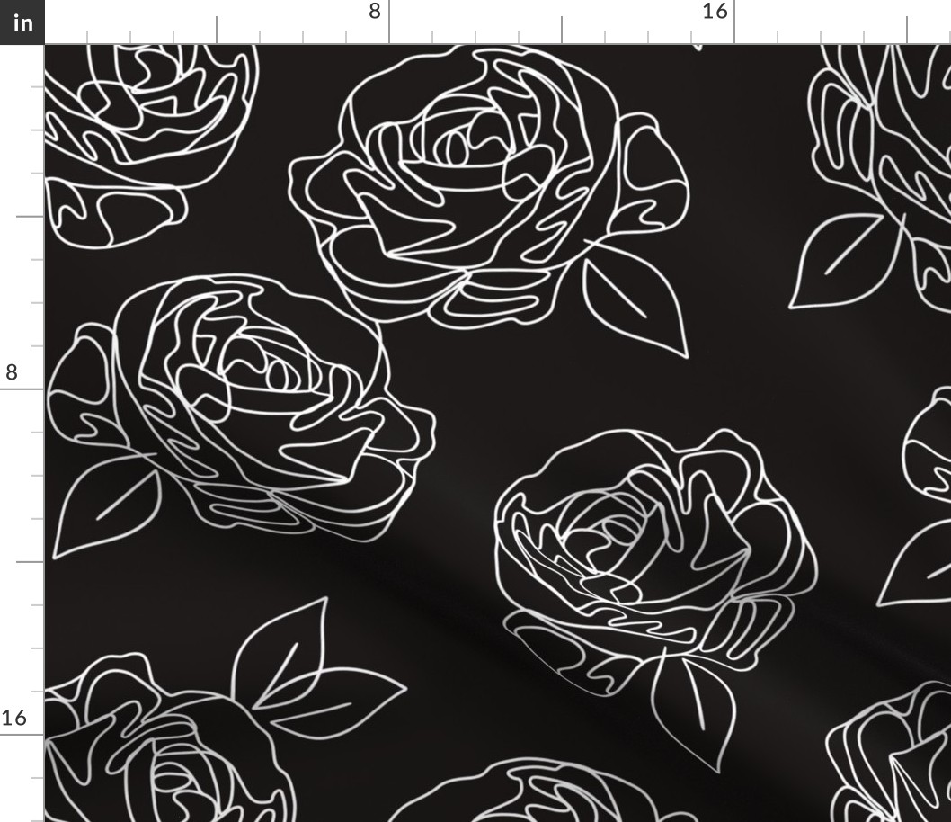 Minimalist roses black and white 18”