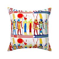 ancient egypt egyptian goddesses gods Mut  Maat Amun Sun Horus falcon Pharaoh king cobra crown ankh Amen Ra colorful red black blue brown yellow feathers birds  crook