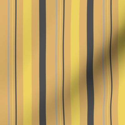 Mustard Yellow and Charcoal Gray and Gray  Stripes