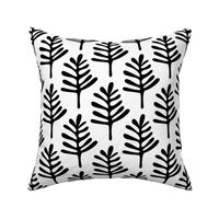 Minimal paper cut style little tree design organic garden leaves winter black and white monochrome JUMBO