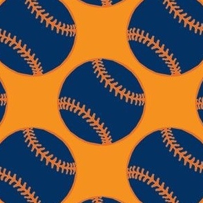  Navy Blue Baseball Polka Dots on Orange
