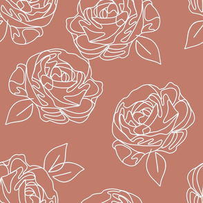 Minimalist roses on dusty rose 18”