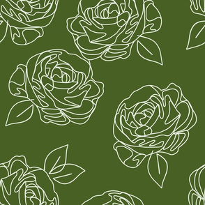 Minimalist roses on Kelly green 18”