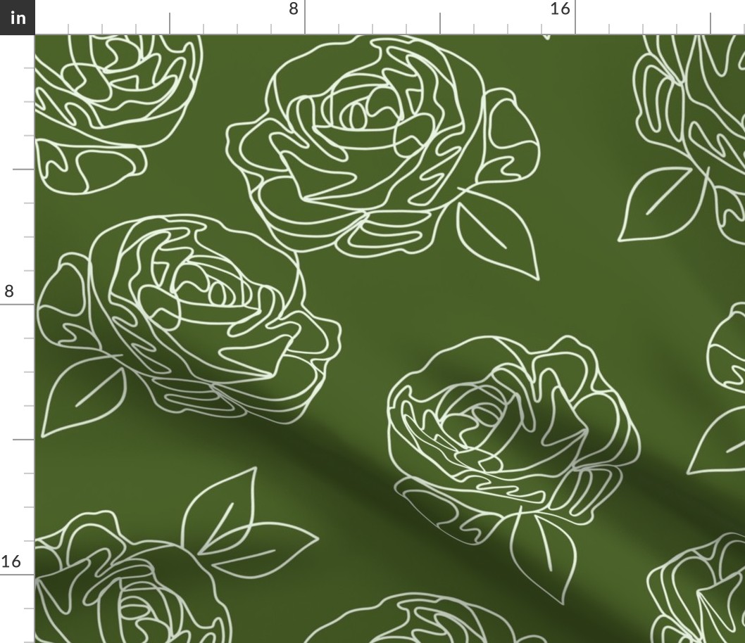 Minimalist roses on Kelly green 18”