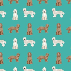 labradoodle simple (SMALL) unique dog breed fabric turquoise