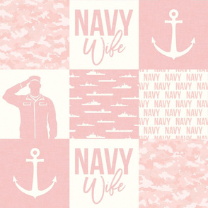 Navy Wife - military wife patchwork - pink  - LAD19