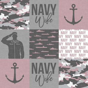 Navy Wife - military wife patchwork - mauve - LAD19