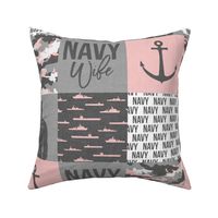 Navy Wife - Military Wife Patchwork - pink and grey -  LAD19