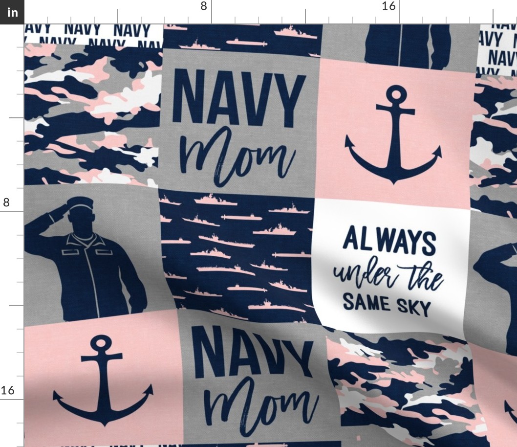 Navy Mom - always under the same sky - pink and navy - LAD19