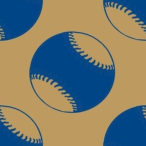 Polka Dot Baseballs in Gold and Blue Small Scale
