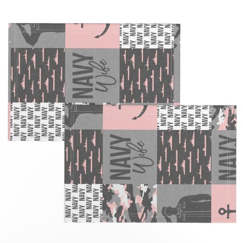 Navy Wife - Military Wife Patchwork - pink and grey  (90) -  LAD19