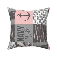 Navy Wife - Military Wife Patchwork - pink and grey  (90) -  LAD19