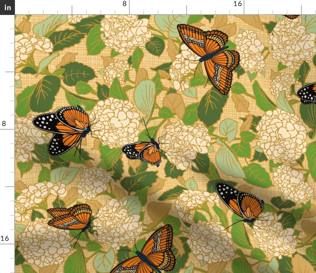 Butterflies on Hydrangeas, rotated               mid scale