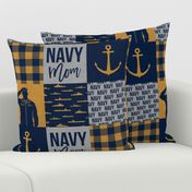 Navy Mom - military patchwork - gold and navy - LAD19